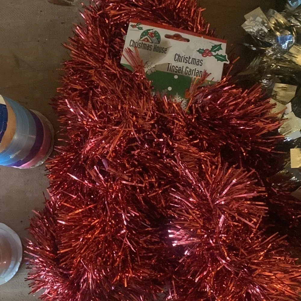 Vintage Christmas Ornament Tinsel Tags Ribbon Bundle